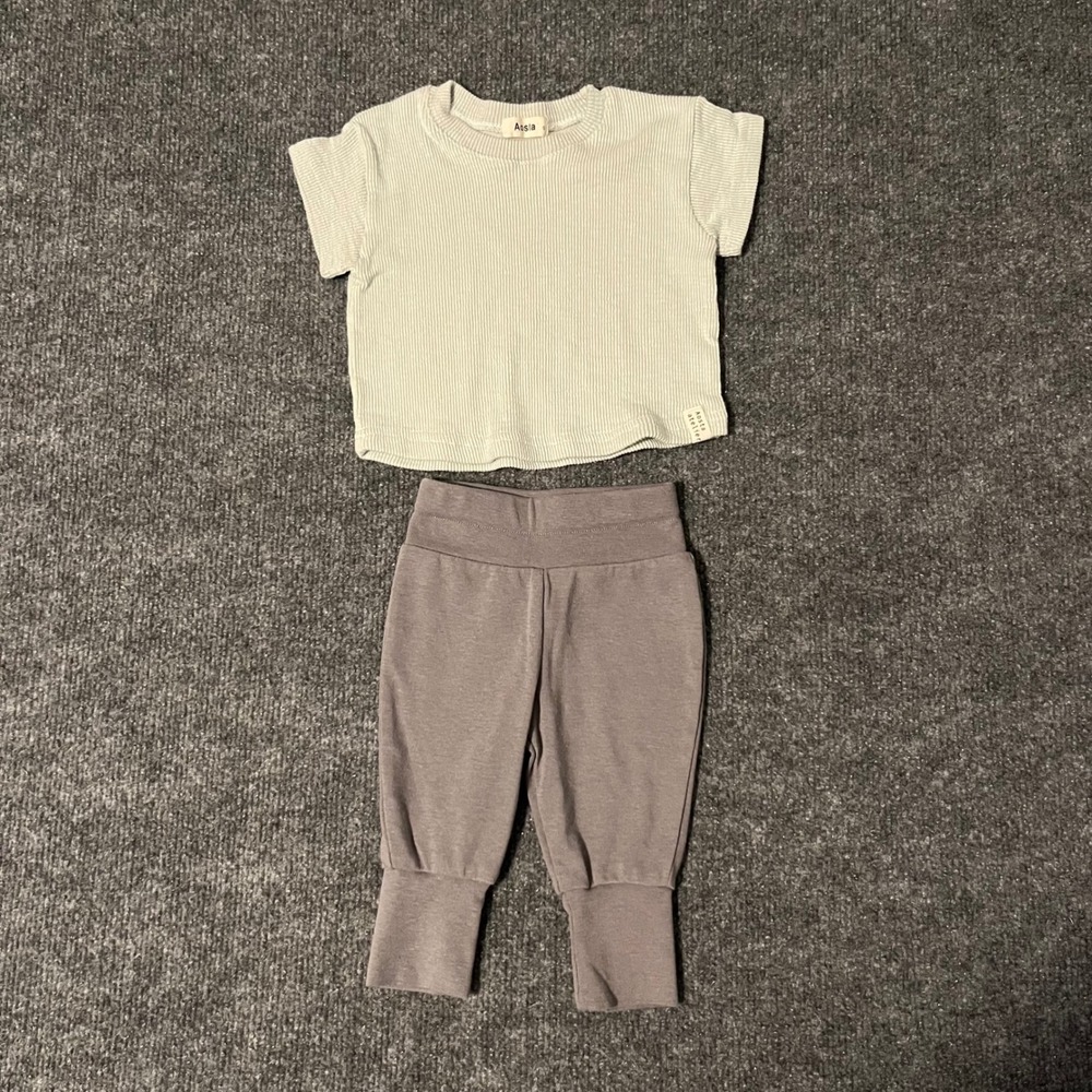 Hanes Ultimate Baby Flexy Pants Taupe Gray Heather 0-6M Joggers